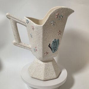Vintage Hull Pottery Pitcher Ewer Planter B11 Butterfly Pink Aqua c. 1956